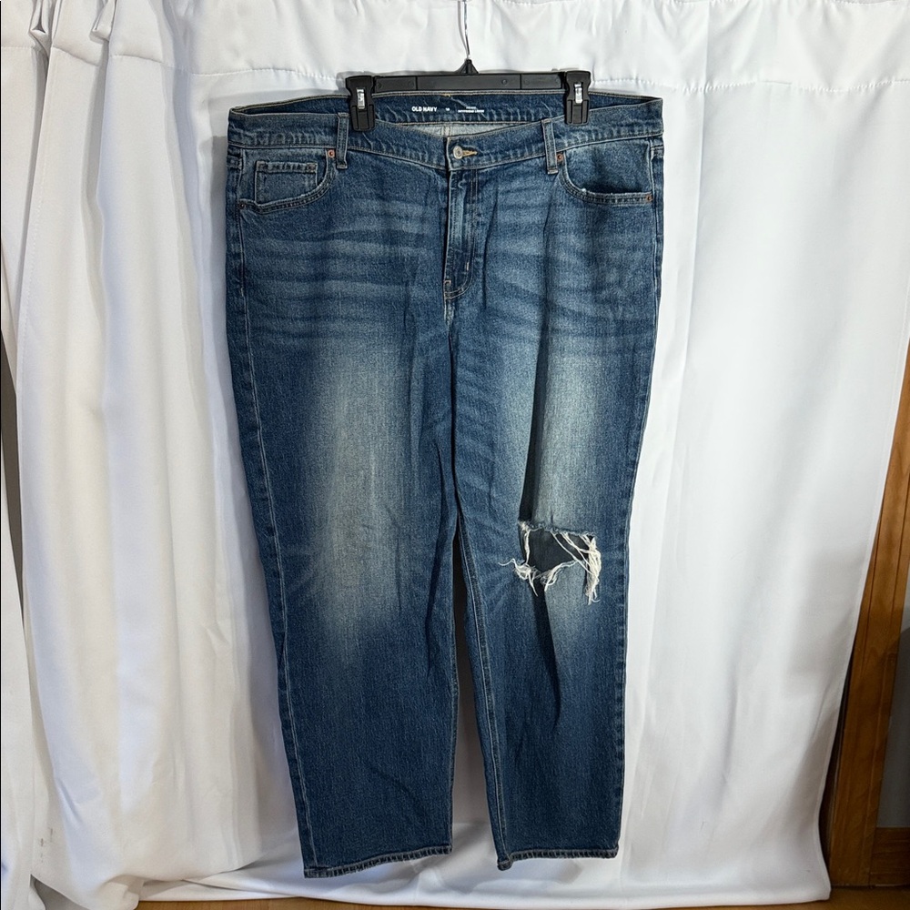Old Navy Men's Relaxed Blue Jeans with Distressed Detail